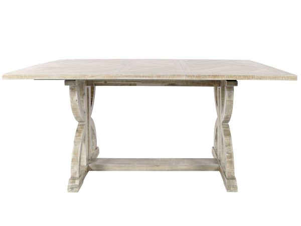 Drewniany stół w stylu rustykalnym z dekoracyjnymi nogami