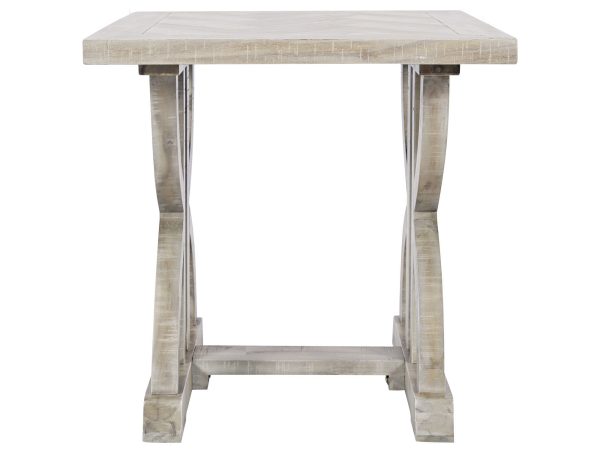 Stół konsolowy z dekoracyjnym wzorem w jodełkę na blacie