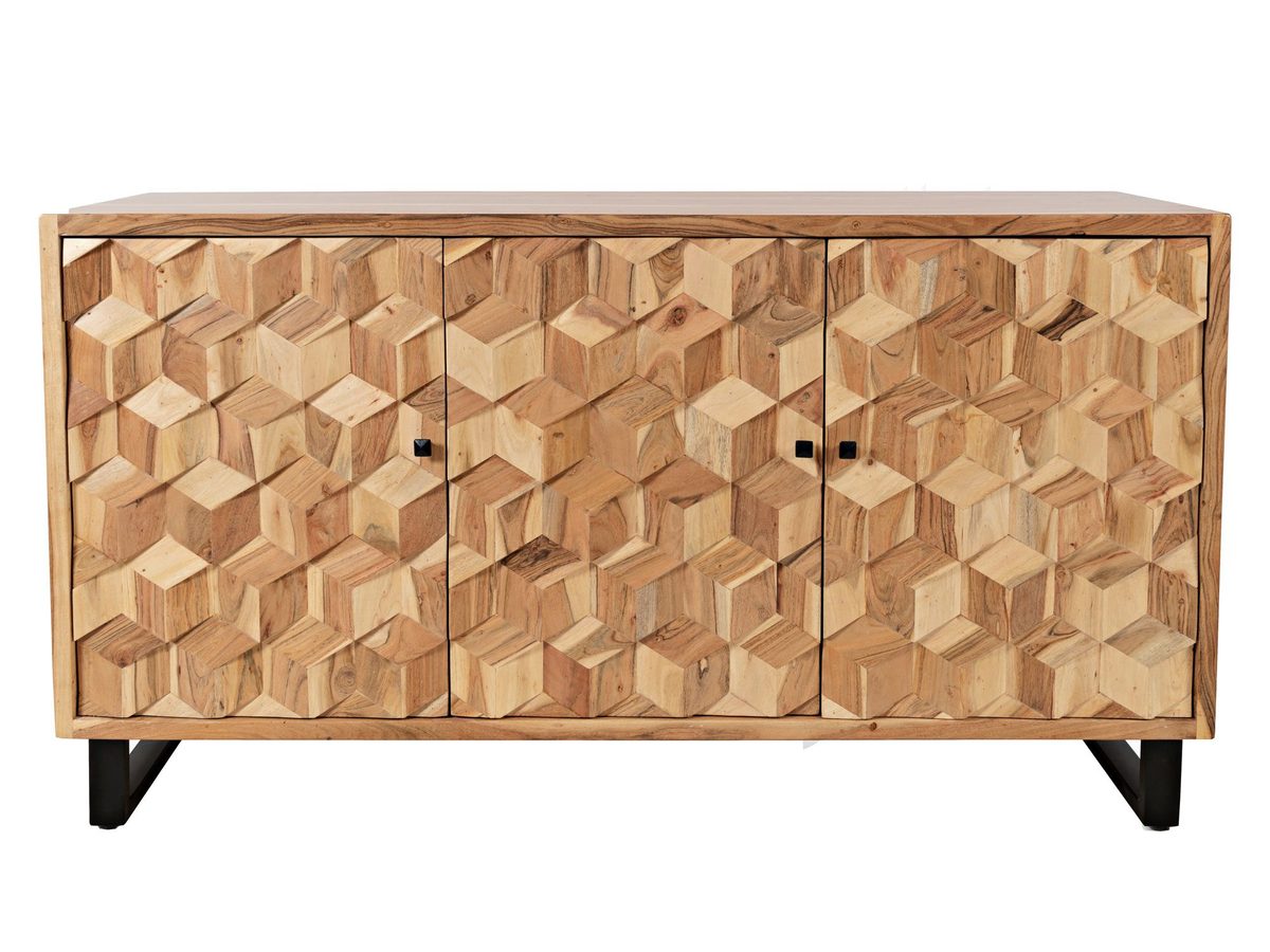 Komoda z naturalnego drewna akacji z intarsją – Avola