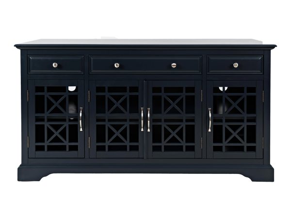 Drewniana komoda z trzema szufladami i przeszklonymi drzwiami w stylu klasycznym kolor czarny