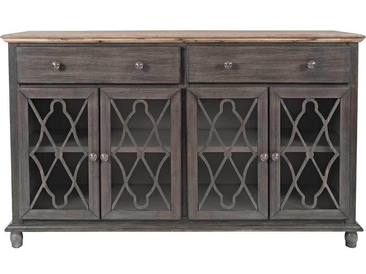 Komoda Brązowoszara z Przeszklonymi Drzwiami i Szprosami – Avola