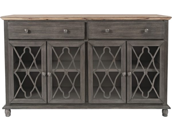 Stylowa komoda z przeszklonymi frontami w stylu rustykalnym