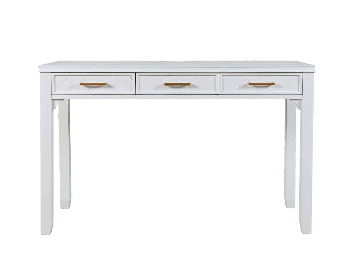 Biurko klasyczne białe z gniazdem USB i szufladami – Avola