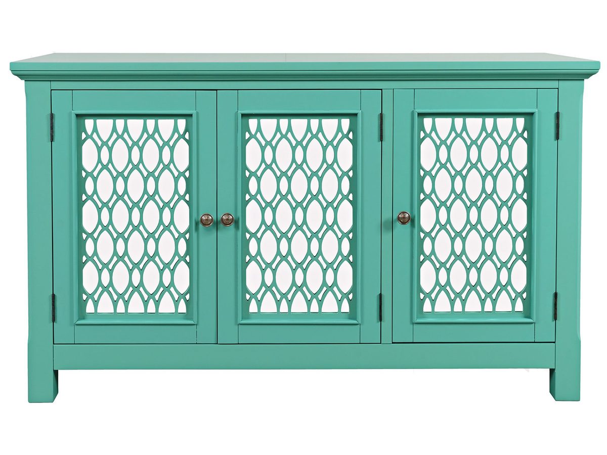 Turkusowo-Zielona Komoda z Lustrzanymi Drzwiami i Szprosami – Avola