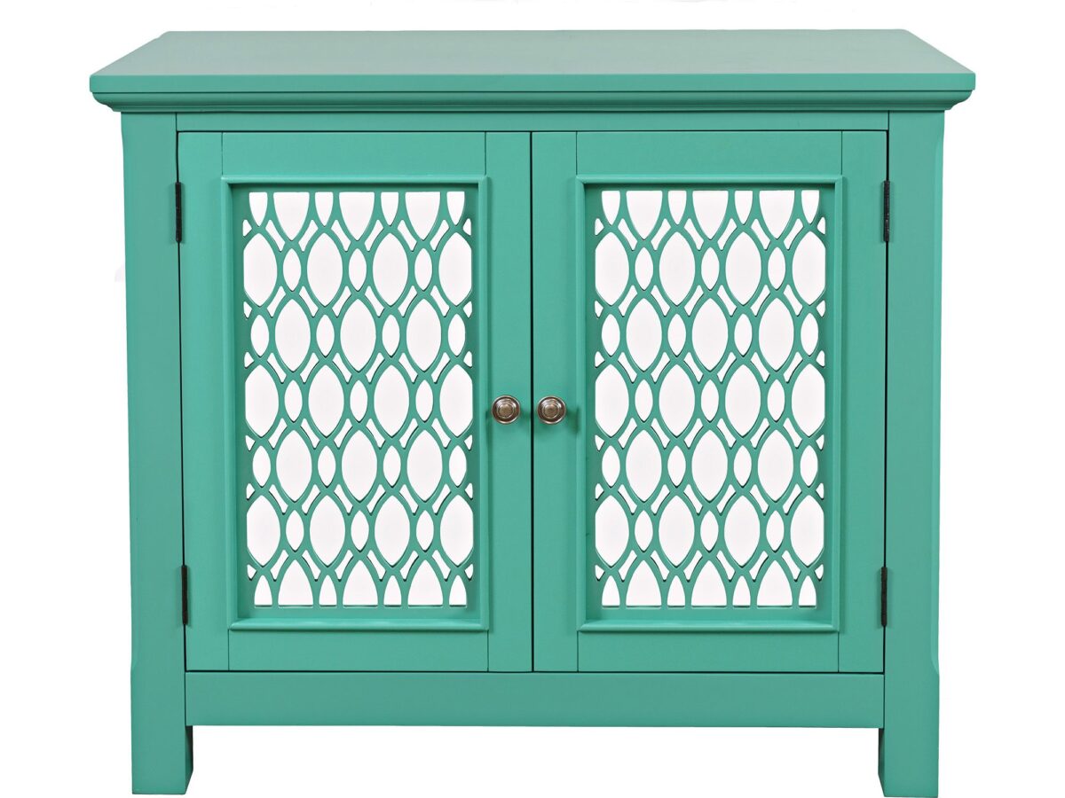 Komoda w Kolorze Turkusowo-Zielonym z Lustrzanymi Drzwiami i Szprosami – Avola