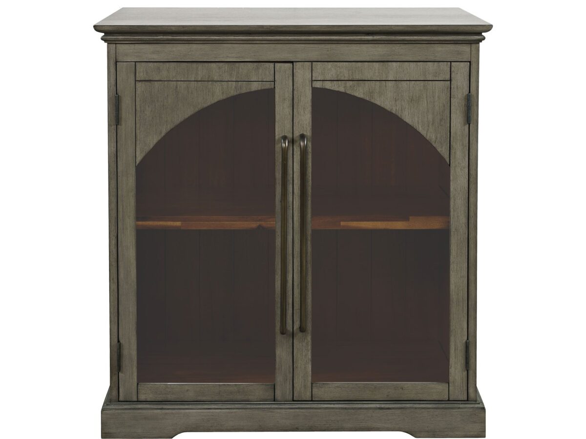Komoda Szaro-Oliwkowa z Przeszklonymi Drzwiami i Ozdobnymi Łukami – Avola