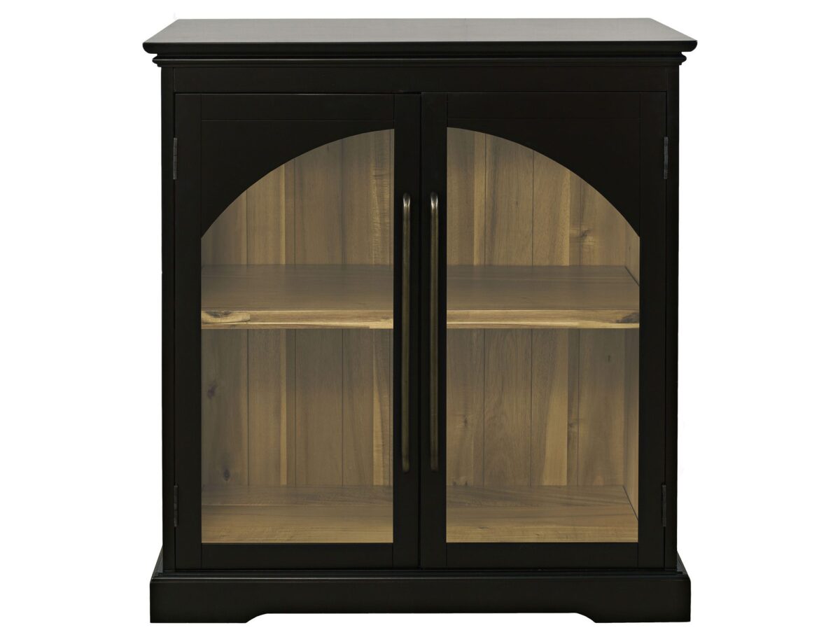 Komoda Czarna z Dwojgiem Przeszklonych Drzwi i Ozdobnymi Łukami – Avola