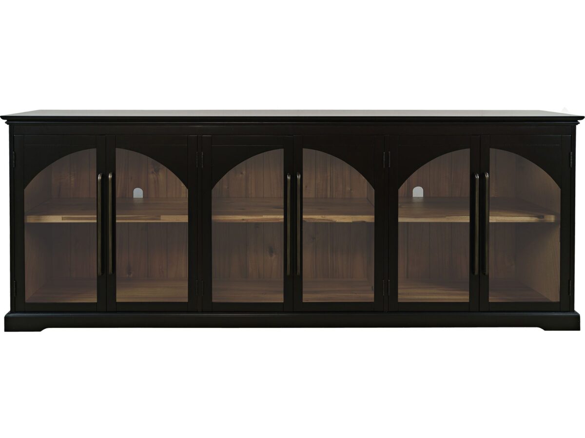 Komoda Czarna z Sześciorgiem Przeszklonych Drzwi i Ozdobnymi Łukami – Avola