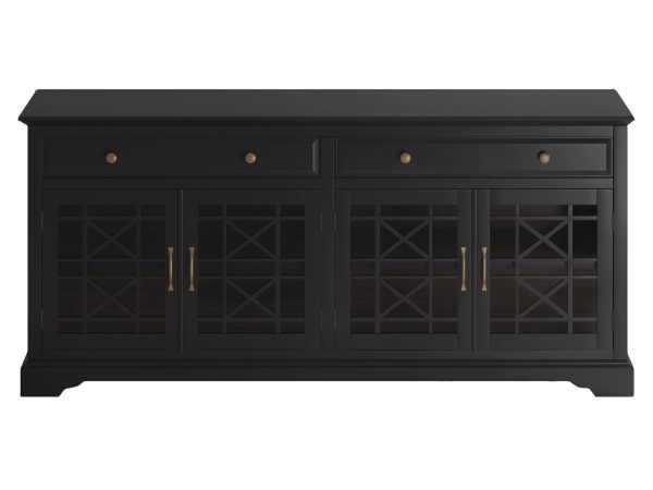 Klasyczna czarna komoda z ozdobnymi drzwiczkami