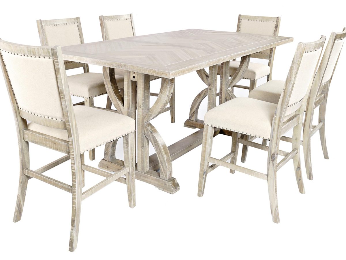 Zestaw 6x Krzesło Rustykalne z Przetarciami i Stół 127cm w Stylu Shabby Chic – Avola