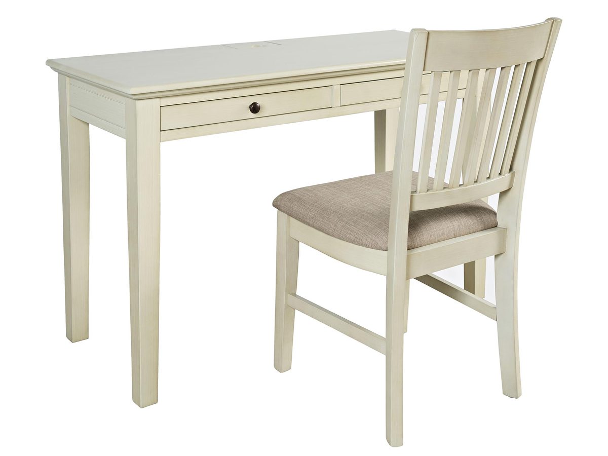 Zestaw Avola Biurko i Krzesło w Kolorze Kremowym z Gniazdem USB