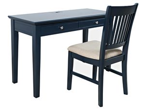 Miniaturka 1 - Granatowe biurko z szufladami w stylu klasycznym do gabinetu