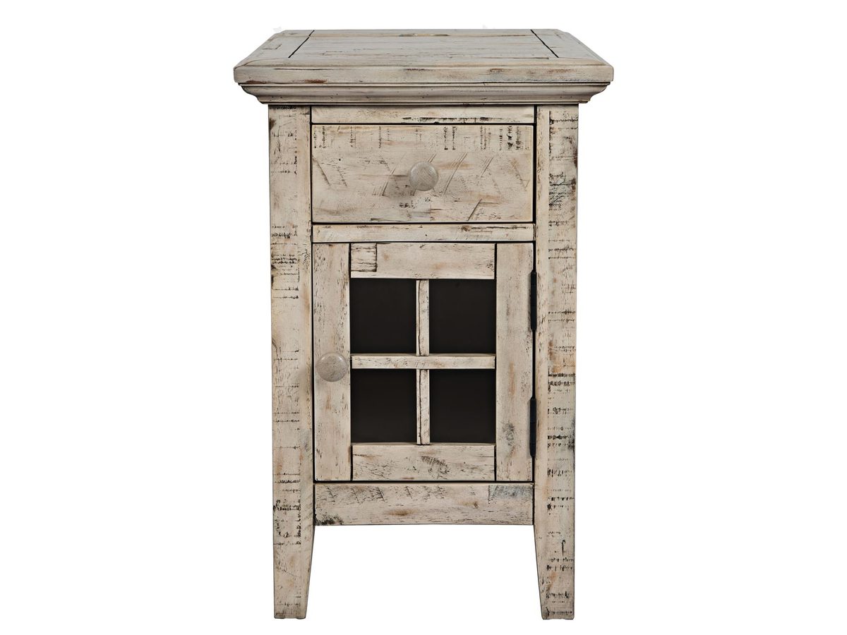 Kremowa Szafka Nocna z Wbudowanym Gniazdem USB i Przetarciami – Avola