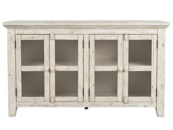 Przeszklona drewniana witryna w jasnym odcieniu w stylu vintage