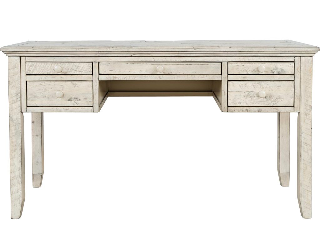 Rustykalne biurko w kolorze kremowym z przetarciami shabby chic – Avola