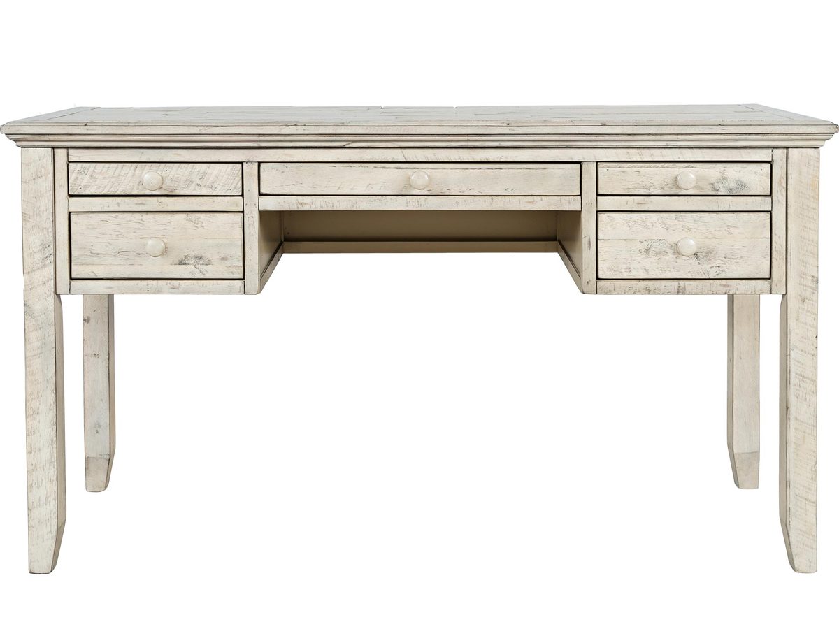 Rustykalne biurko w kolorze kremowym z przetarciami shabby chic – Avola