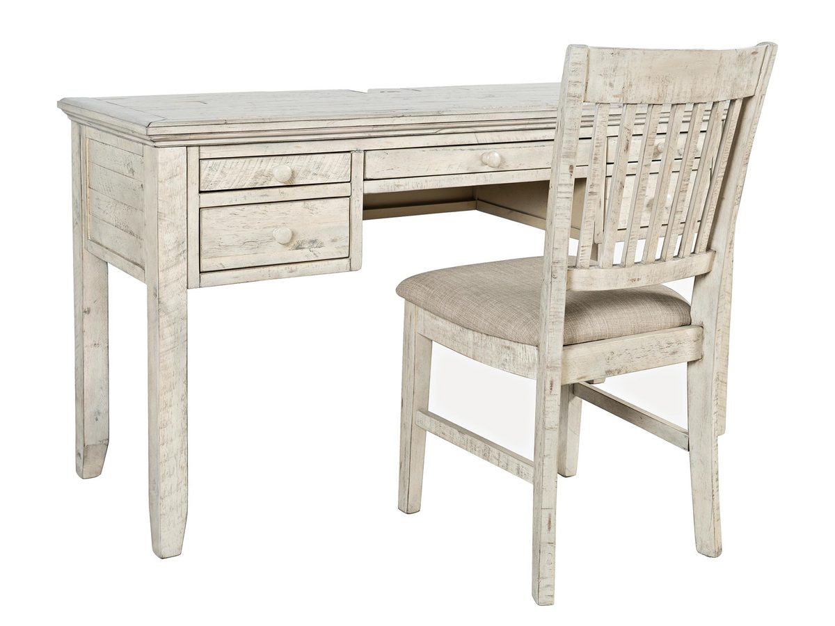 Zestaw biurko i krzesło kremowe z przetarciami shabby chic – Avola