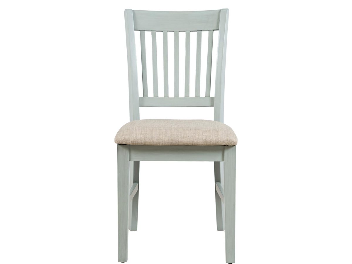 Krzesło Tapicerowane w Szaromiętowym Kolorze z Kremowym Siedziskiem – Avola