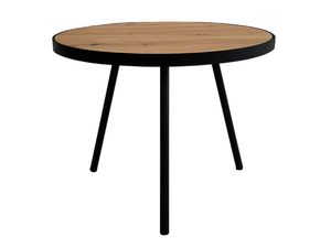 Miniaturka 6 - Stolik dębowy okrągły z metalowymi nogami widok frontalny