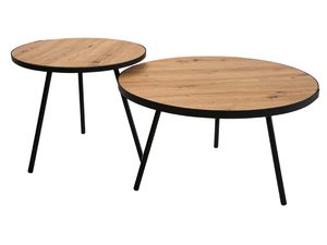 Miniaturka 1 - Zestaw dwóch stolików dębowych okrągłych inna perspektywa