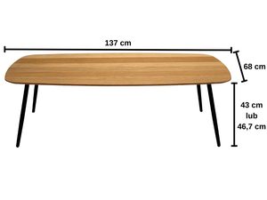 Miniaturka 4 - Ława dębowa minimalistyczna z metalowymi nogami wymiary katalogowe
