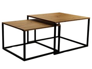 Miniaturka 4 - Zestaw stolików z zaokrąglonymi narożnikami i metalową konstrukcją