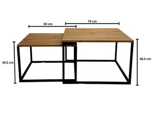 Miniaturka 5 - Dwa stoliki kawowe z czarnymi nogami i drewnianymi blatami