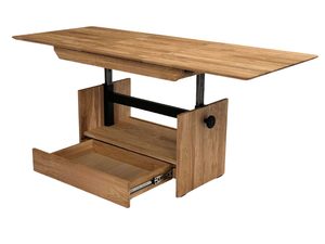 Miniaturka 1 - Ława dębowa z podnoszoną wysokością i otwartą szufladą