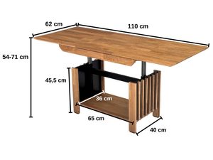 Miniaturka 9 - Ława dębowa rozkładana z regulacją wysokości wymiary katalogowe