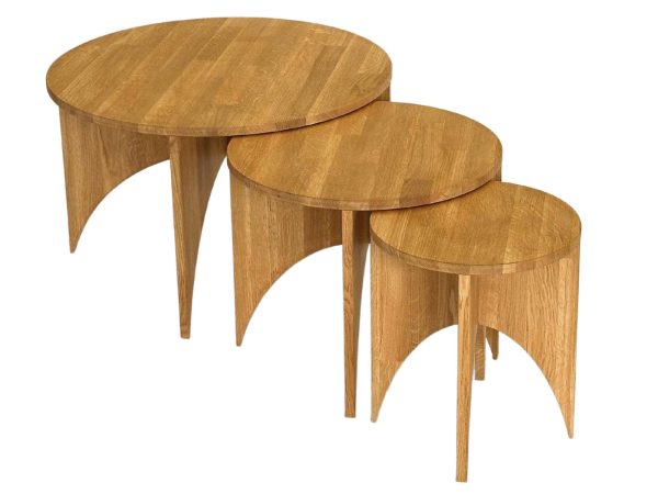Zestaw Okrągłych Stolików Dębowych 3w1 – Taverno