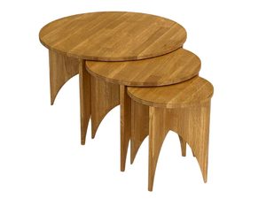 Miniaturka 1 - Trzy stoliki dębowe okrągłe wsuwane inna perspektywa