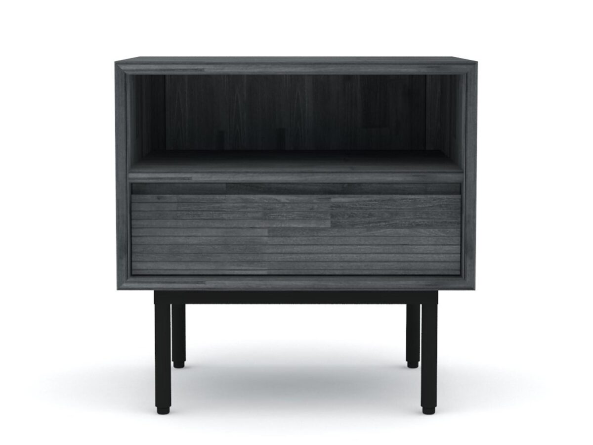 Szafka retro w kolorze Tundra Grey z metalowymi uchwytami – Nobile