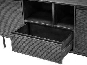 Miniaturka 3 - Detal ciemnej szuflady z metalowymi prowadnicami do salonu