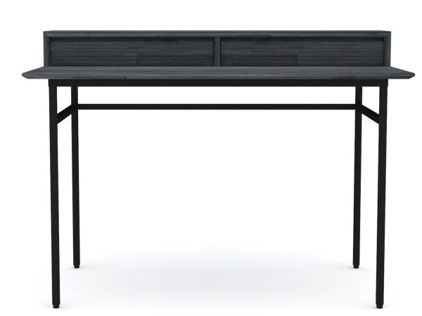 Komoda w stylu industrialnym z czarnymi nogami i drewnianym frontem