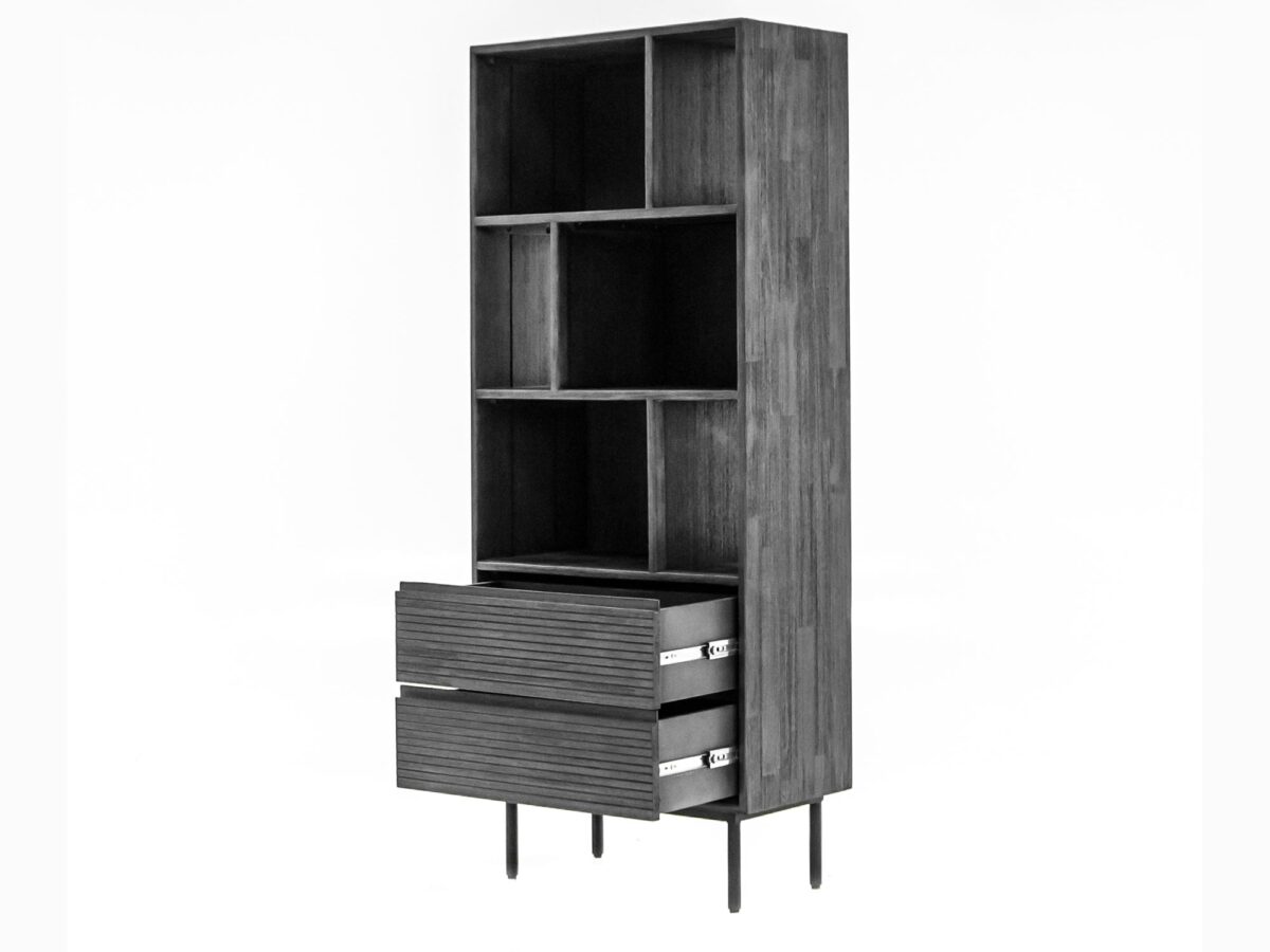 Wysoki regał loftowy z półkami i szufladami do biura Wysoki regał loftowy z półkami i szufladami do biura