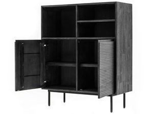 Miniaturka 2 - Witryna z ciemnego drewna z otwieranymi drzwiami w stylu loft