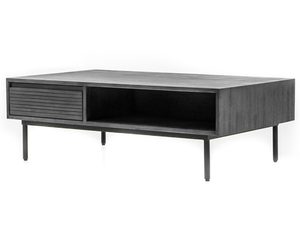 Miniaturka 1 - Stolik kawowy z półką z ciemnego drewna do nowoczesnego salonu