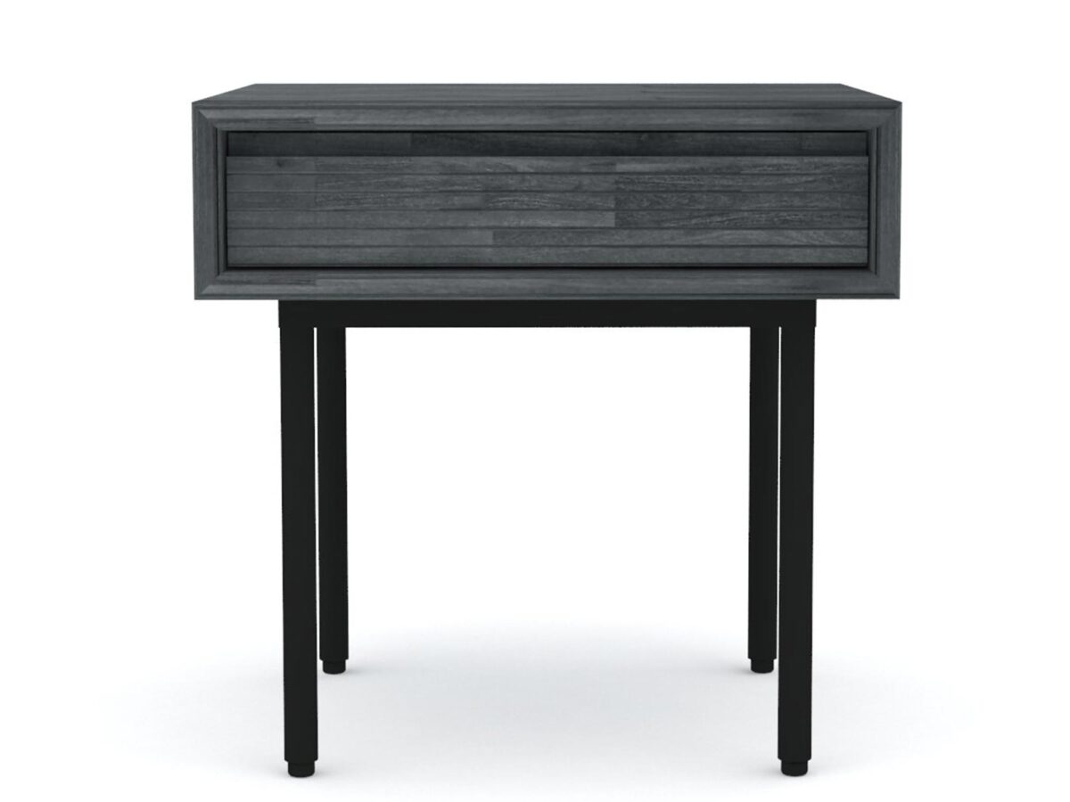 Szafka nocna z drewnianymi frontami i akcentem w Tundra Grey – Nobile