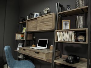 Miniaturka 2 - Zestaw mebli biurowych z MDF i akacją, szuflada i regał, styl nowoczesny