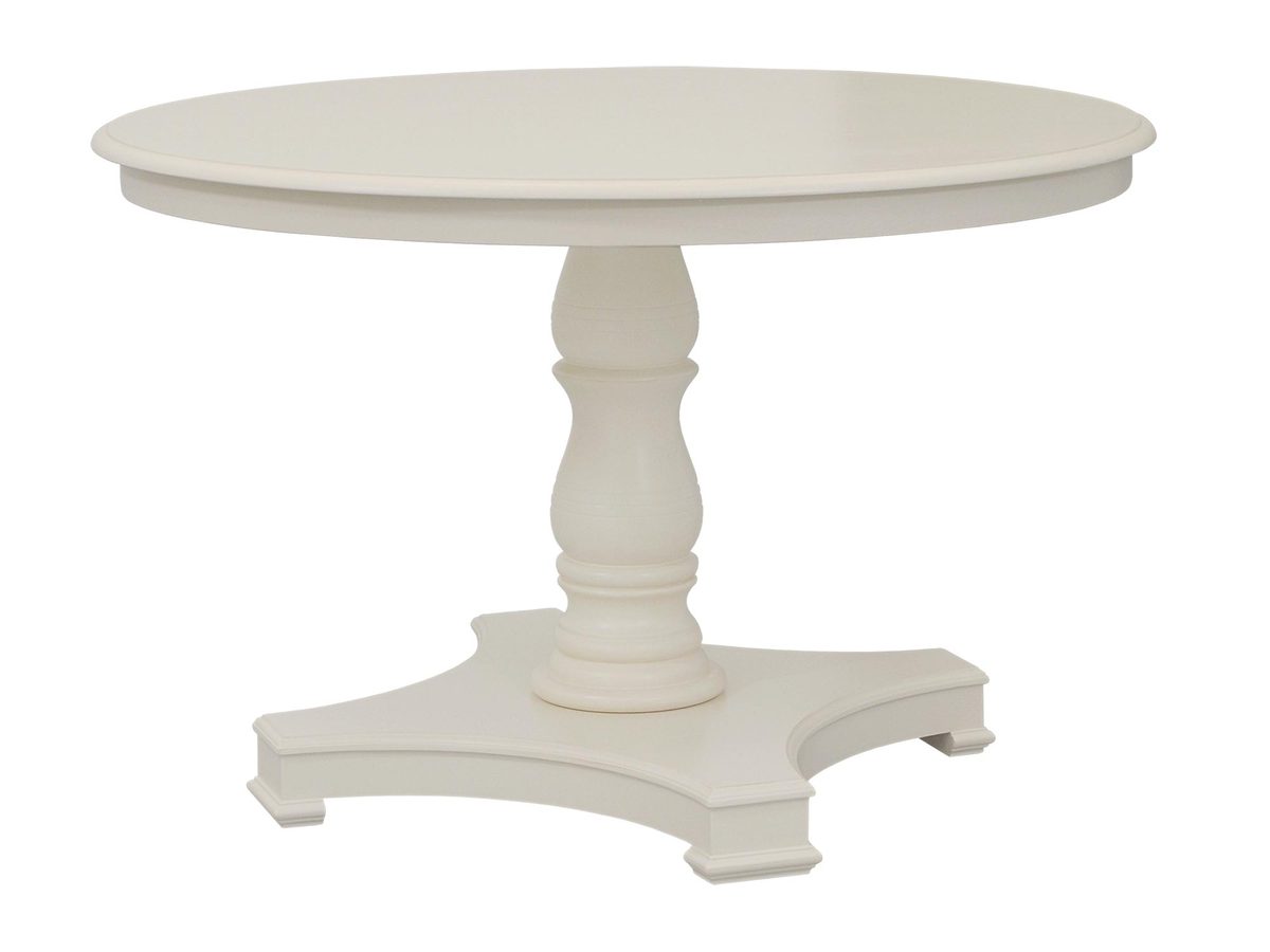 Okrągły stół prowansalski na toczonej nodze w bieli antycznej – Dijon