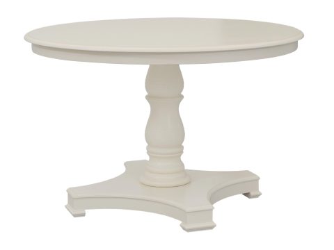 Okrągły stół z drewna w kolorze ecru do jadalni shabby chic