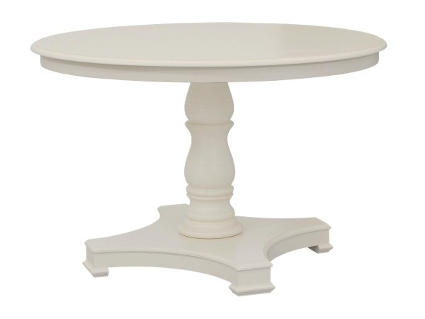 Okrągły stół z drewna w kolorze ecru do jadalni shabby chic