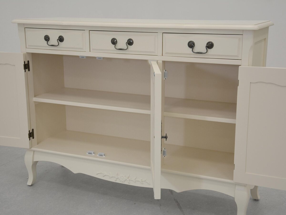 Kredens z szufladami i półkami w stylu prowansalskim do salonu Kredens z szufladami i półkami w stylu prowansalskim do salonu