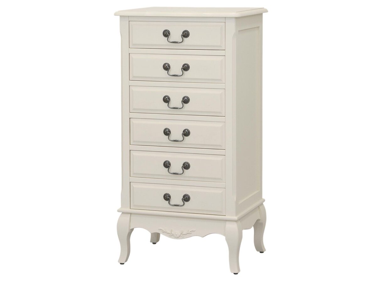 Komoda prowansalska z frezowanymi krawędziami w bieli antycznej – Dijon