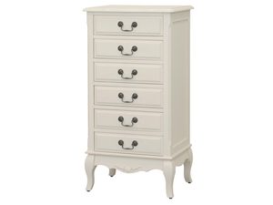 Miniaturka 1 - Komoda z szufladami w stylu francuskim z postarzaną bielą