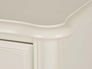 Miniaturka 9 - Detal blatu komody francuskiej kremowej róg zbliżenie