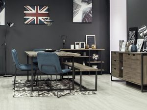 Miniaturka 1 - Meble do jadalni z litego drewna w stylu industrialnym z niebieskimi akcentami