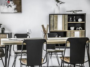 Miniaturka 7 - Drewniany stół z dekoracyjnym blatem w stylu industrialnym kolor naturalny