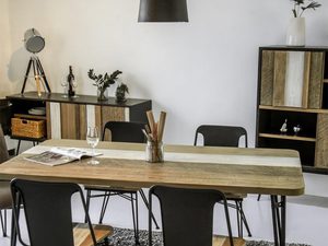 Miniaturka 9 - Drewniany stół z metalowymi nogami w stylu industrialnym kolor naturalny