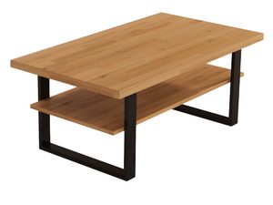 Miniaturka 7 - Ława dębowa loft z metalowymi nogami i półką perspektywa
